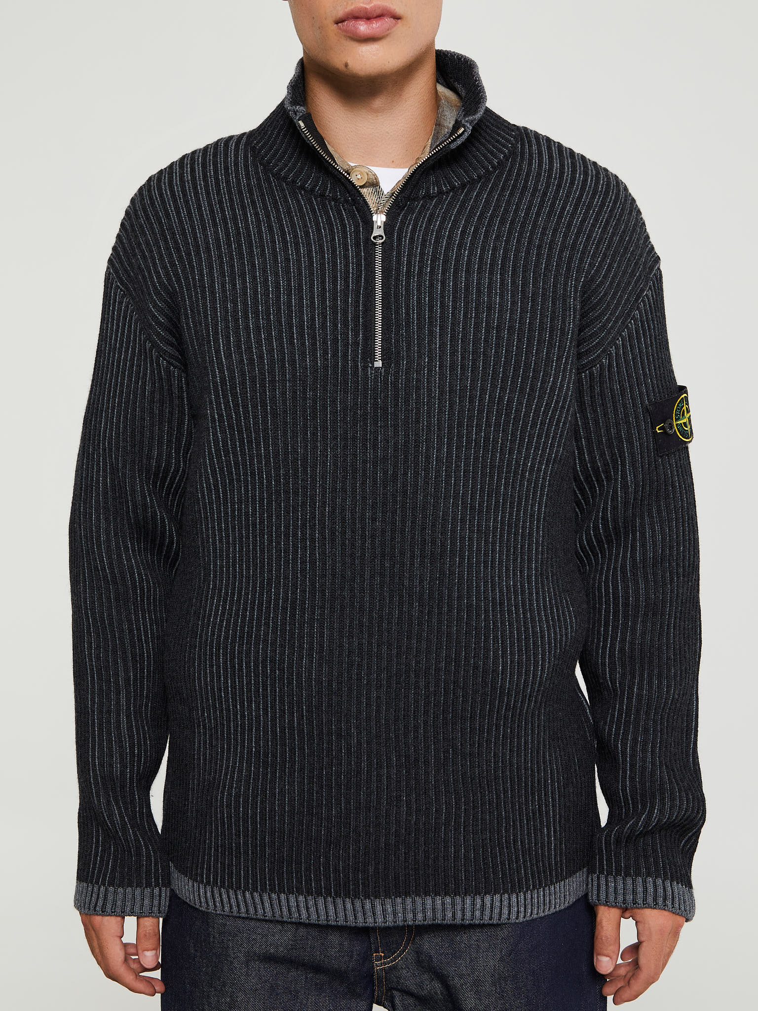 Stone Island - 516C1 Maglia RWS Knit in V0M65 Melange Charcoal