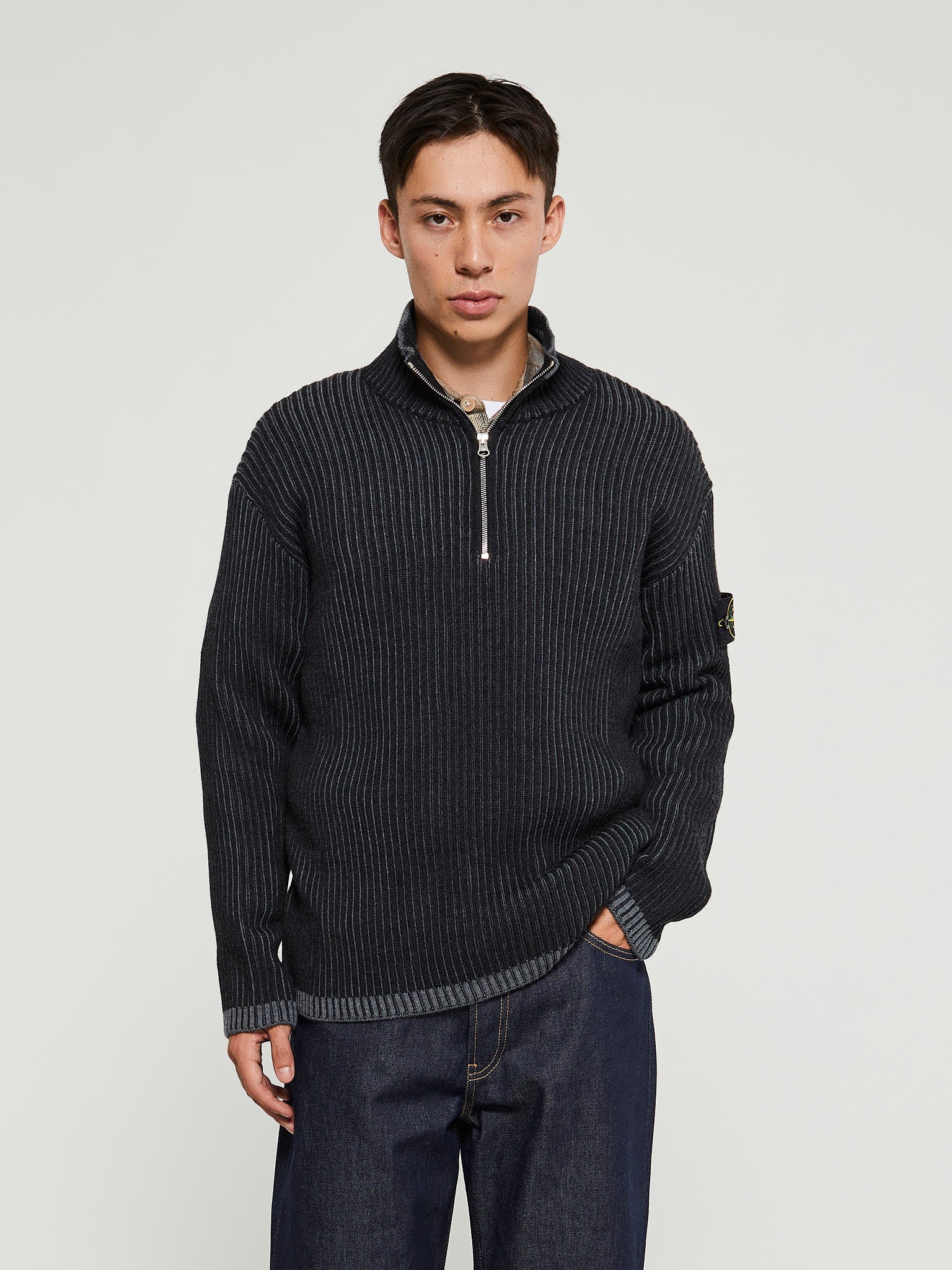 Stone Island - 516C1 Maglia RWS Knit in V0M65 Melange Charcoal