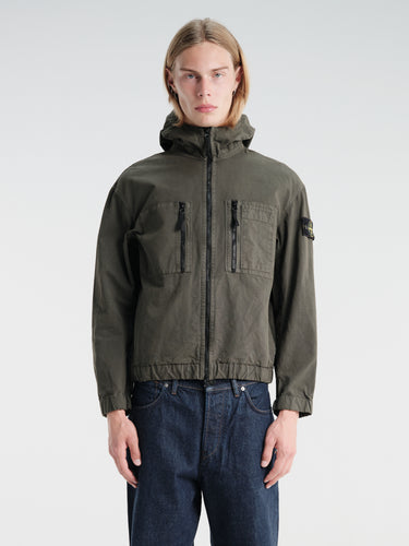 Stone Island - 1200011 Hooded Shirt in Coal Grey