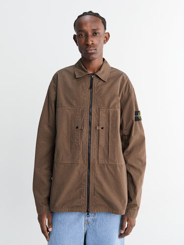 Stone Island - 1200005-V007C Zip-up Overshirt in Umber