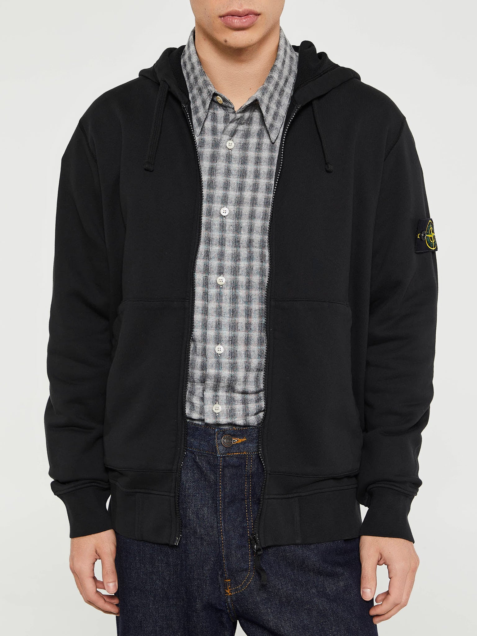 Stone Island - 6100042 Organic Cotton Fleece Hoodie in Black