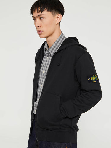 Stone Island - 6100042 Organic Cotton Fleece Hoodie in Black