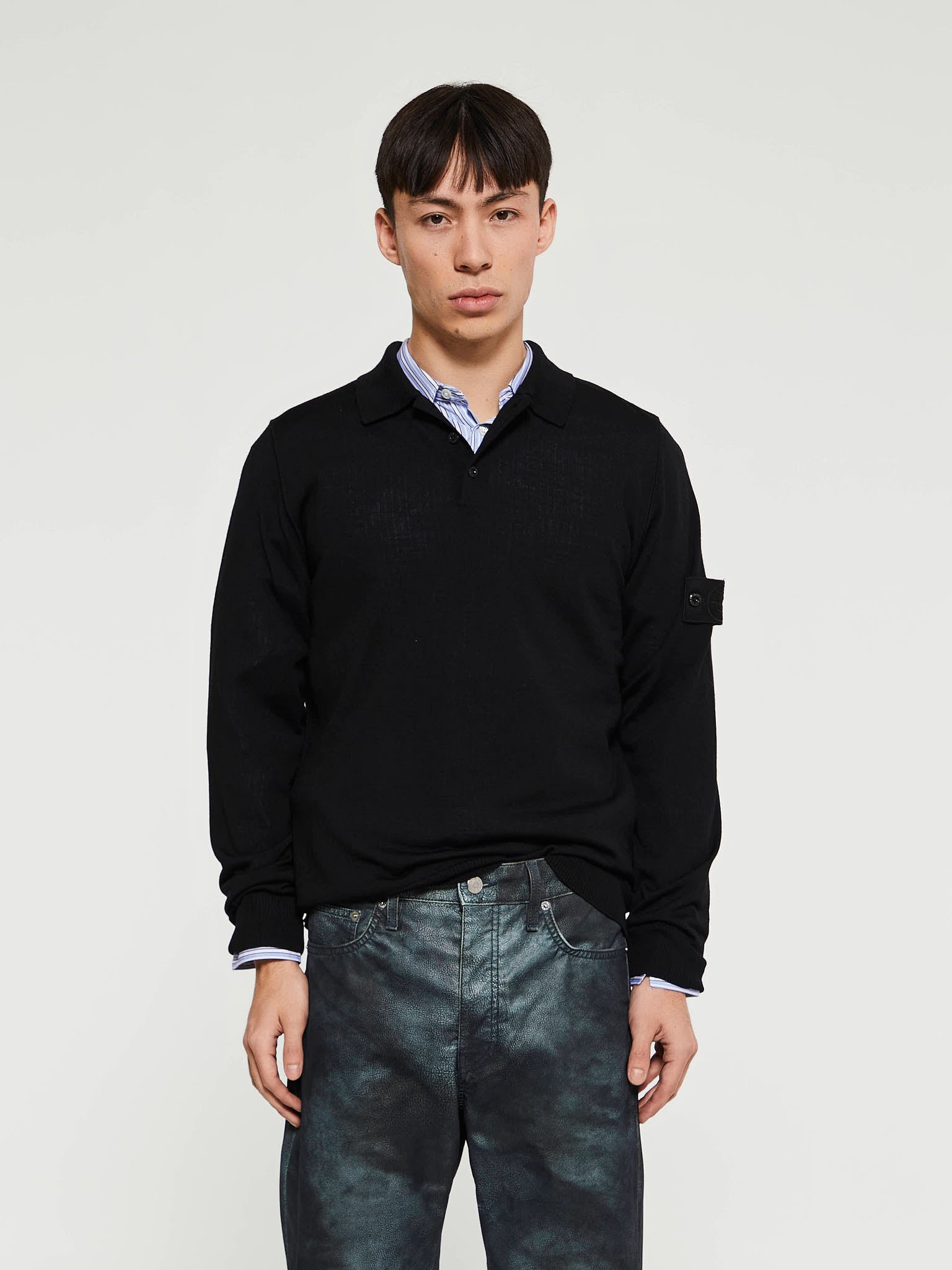 Stone Island - 5100071 Light RWS Pure Wool Ghost Polo in Black