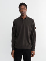 Stone Island - 5100076 Long Sleeve Polo in Dark Brown