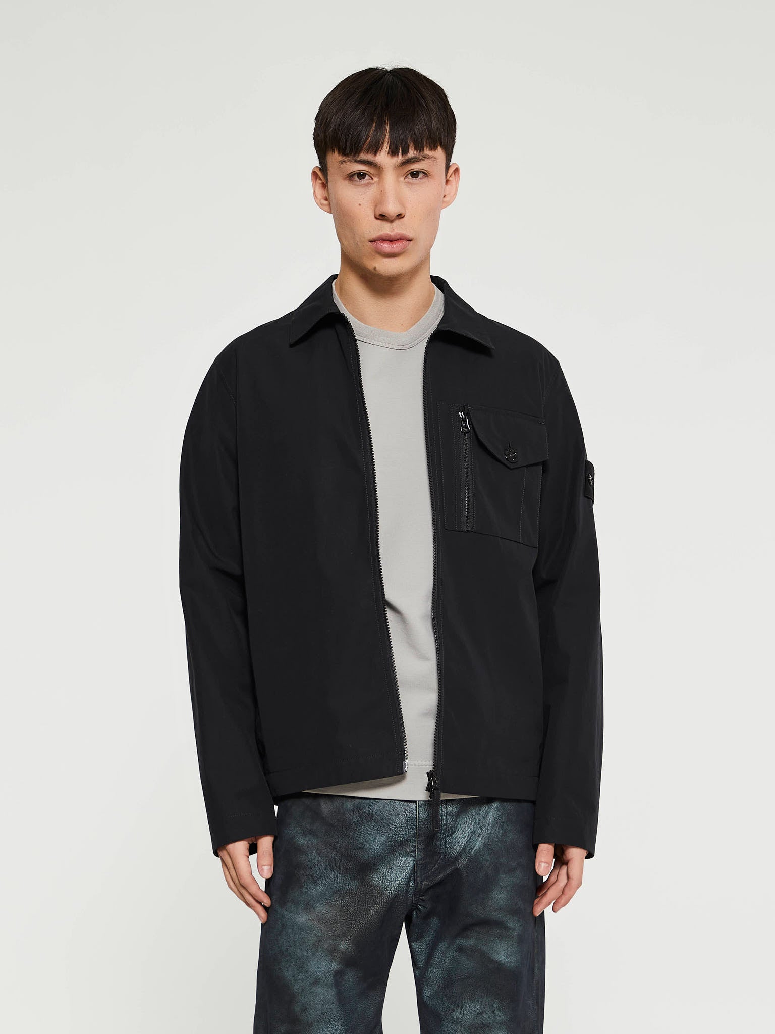 Stone Island - 1200007 Waterproof Cotton Canvas Ghost Overshirt in Black