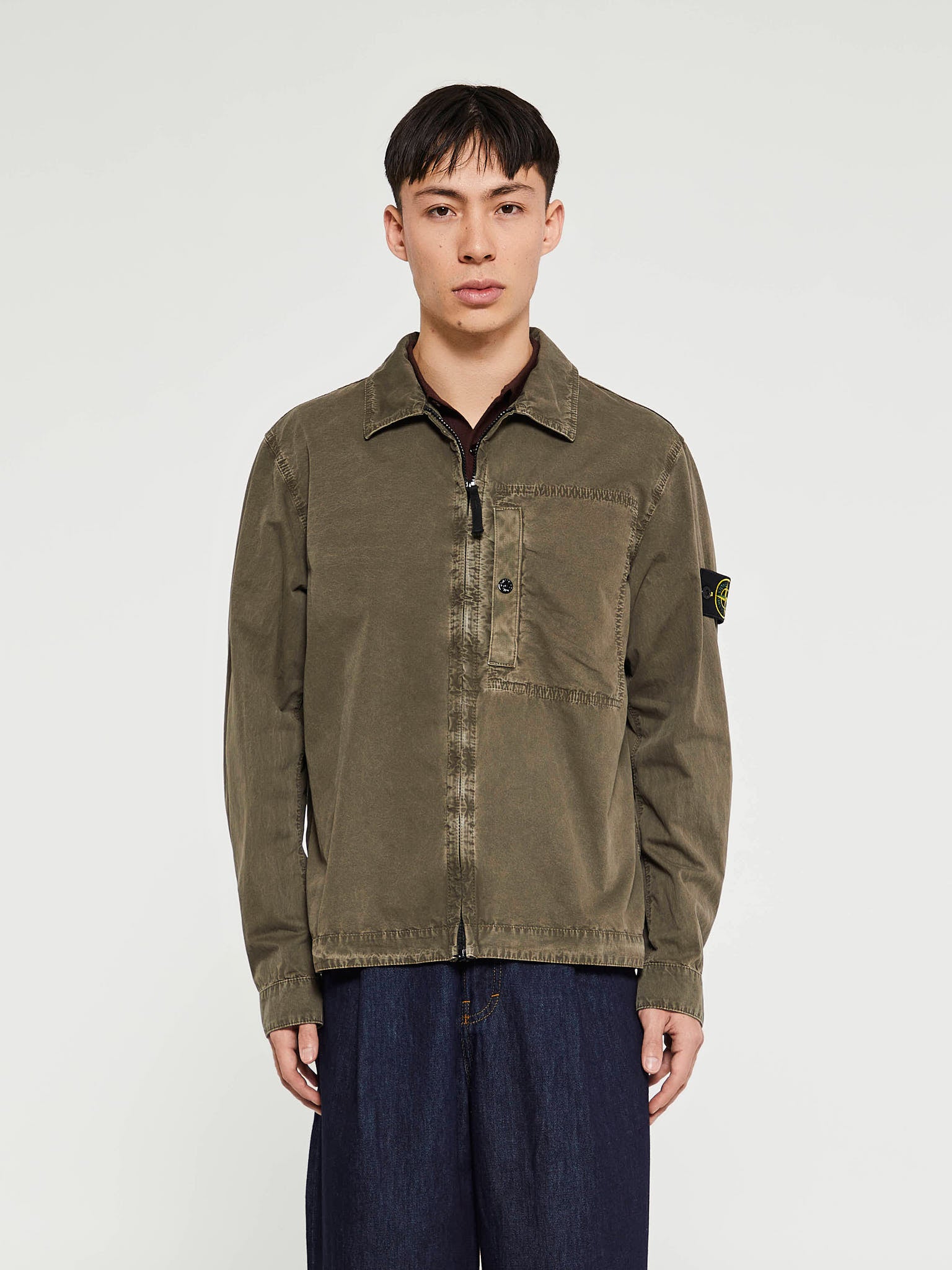 Stone Island - 1200032 Cotton Twill Overshirt in Military Green