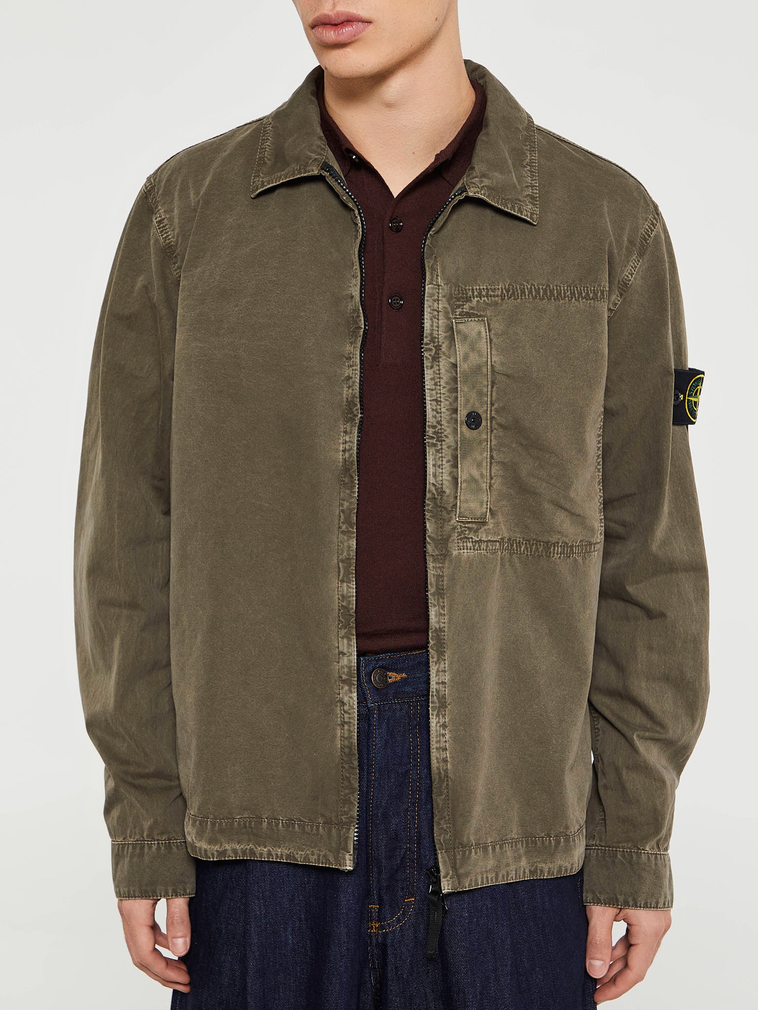 Stone Island - 1200032 Cotton Twill Overshirt in Military Green