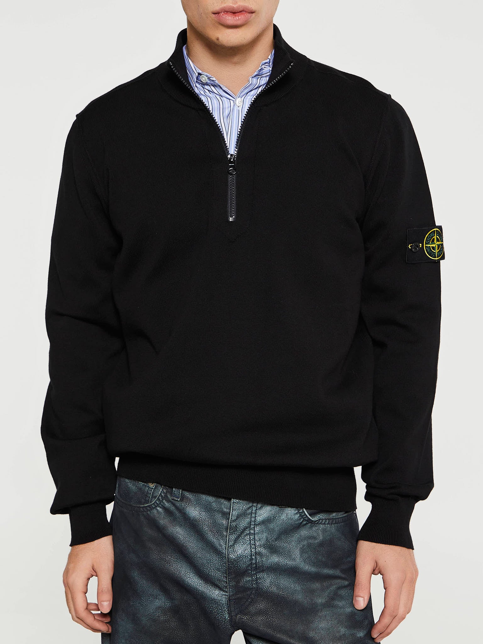 Stone Island - 5100063 Longsleeved Polo in Black