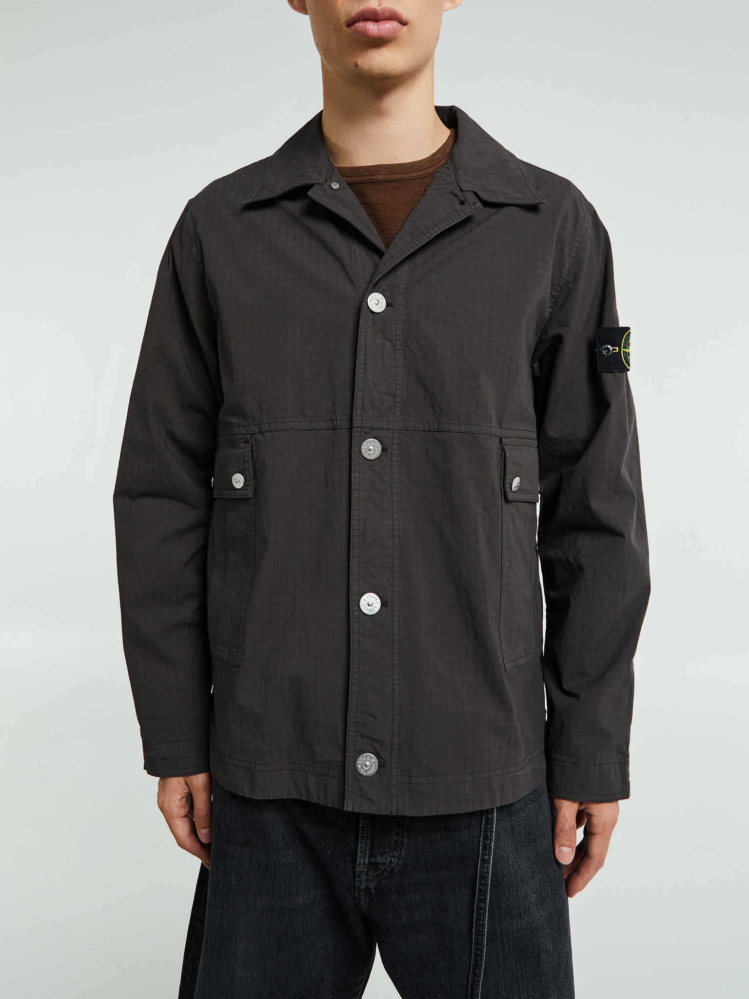 Stone Island - 1200026 Mil-Spec Stretch Ripstop-TC Shirt in Charcoal