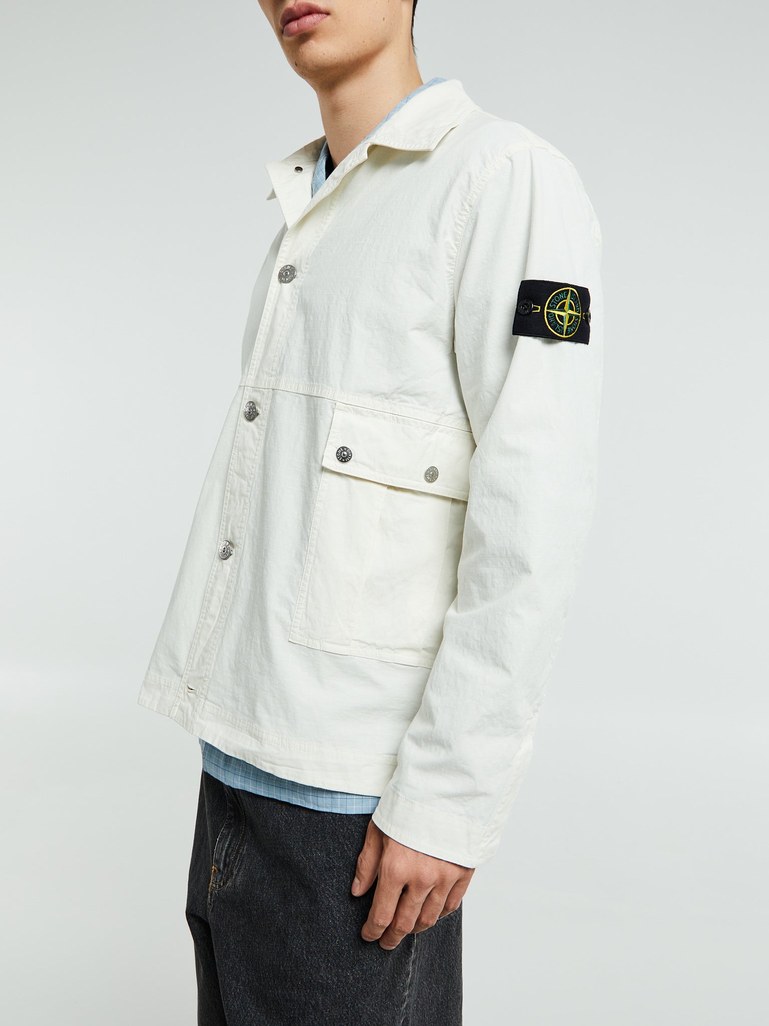 Stone Island - 1200026 Mil-Spec Stretch Ripstop-TC Shirt in Ivory