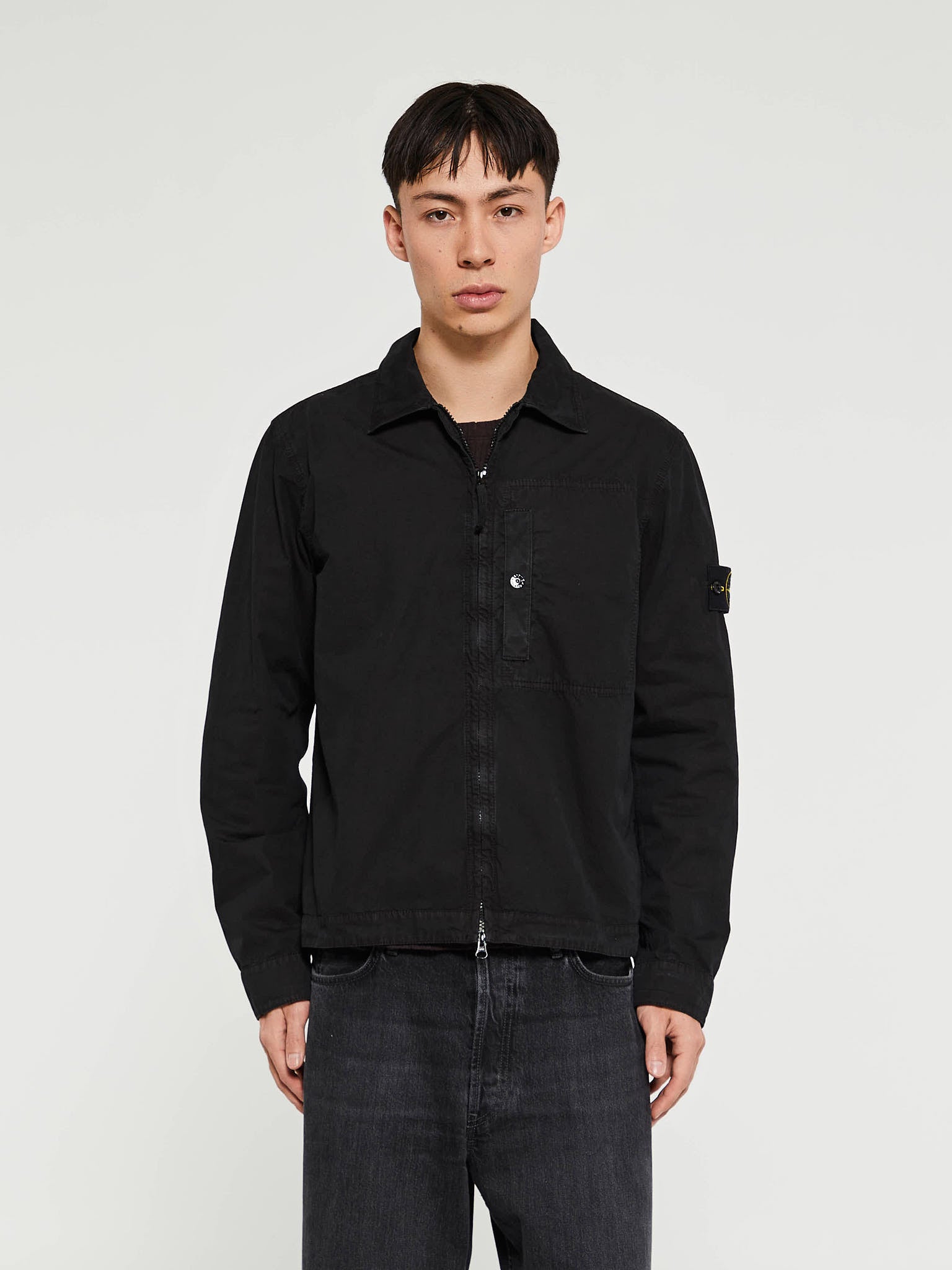 Stone Island - 1200032 Cotton Twill Overshirt in Black