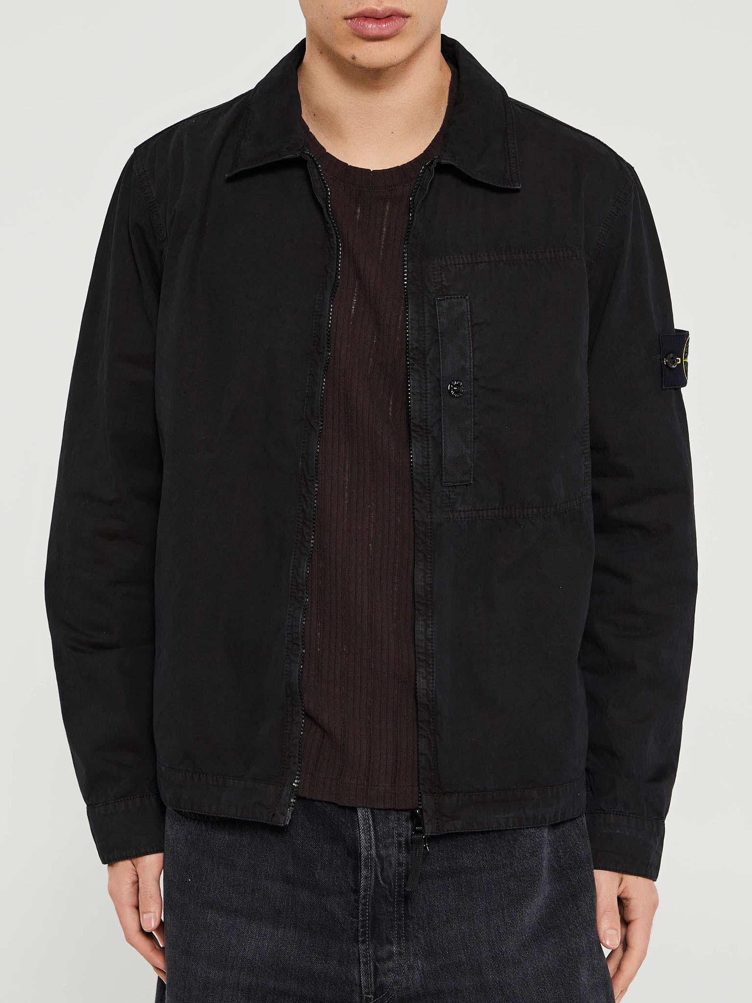 Stone Island - 1200032 Cotton Twill Overshirt in Black