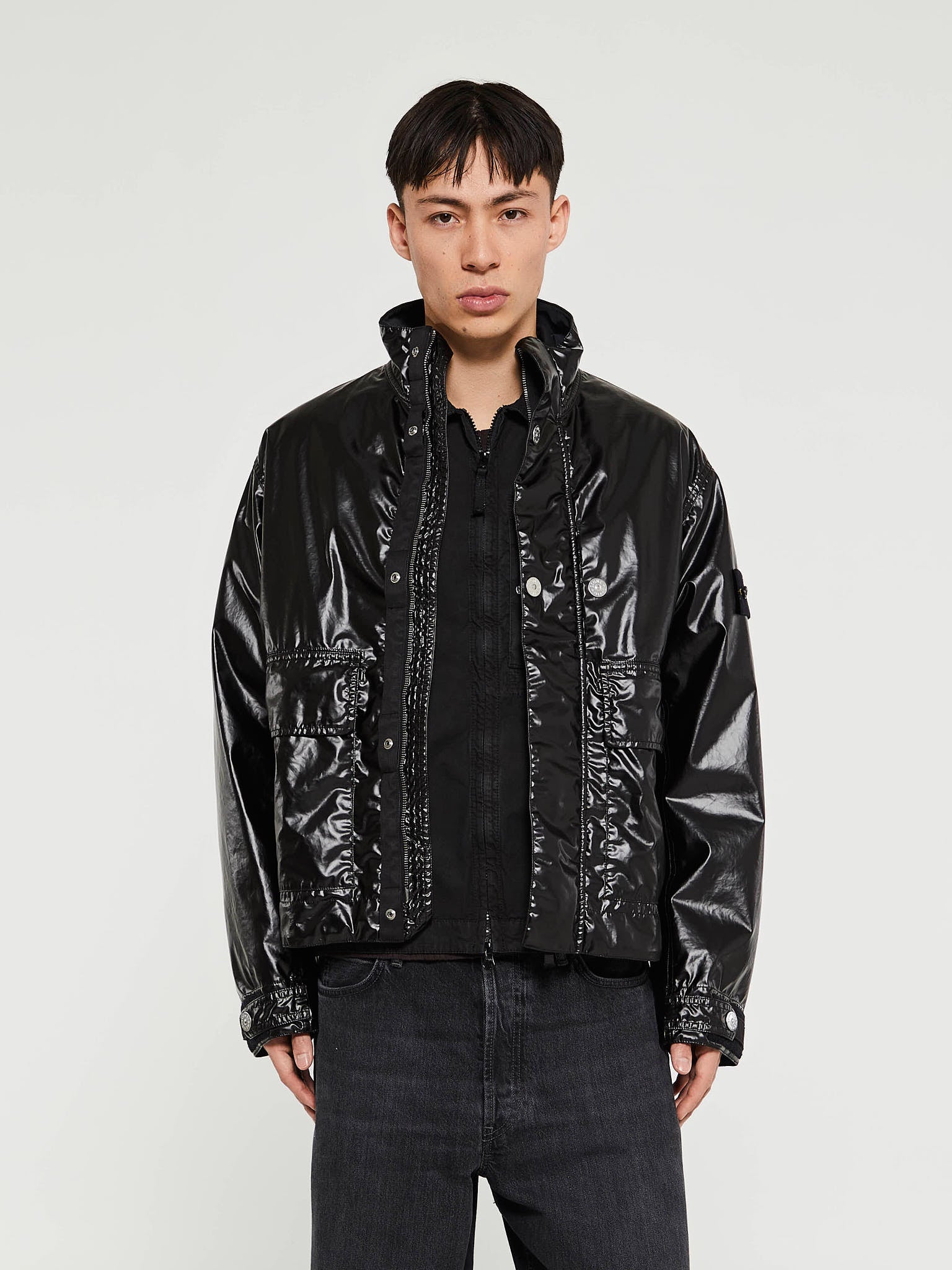 Stone Island - 4100016 Mussola Gommata-TC Jacket in Black