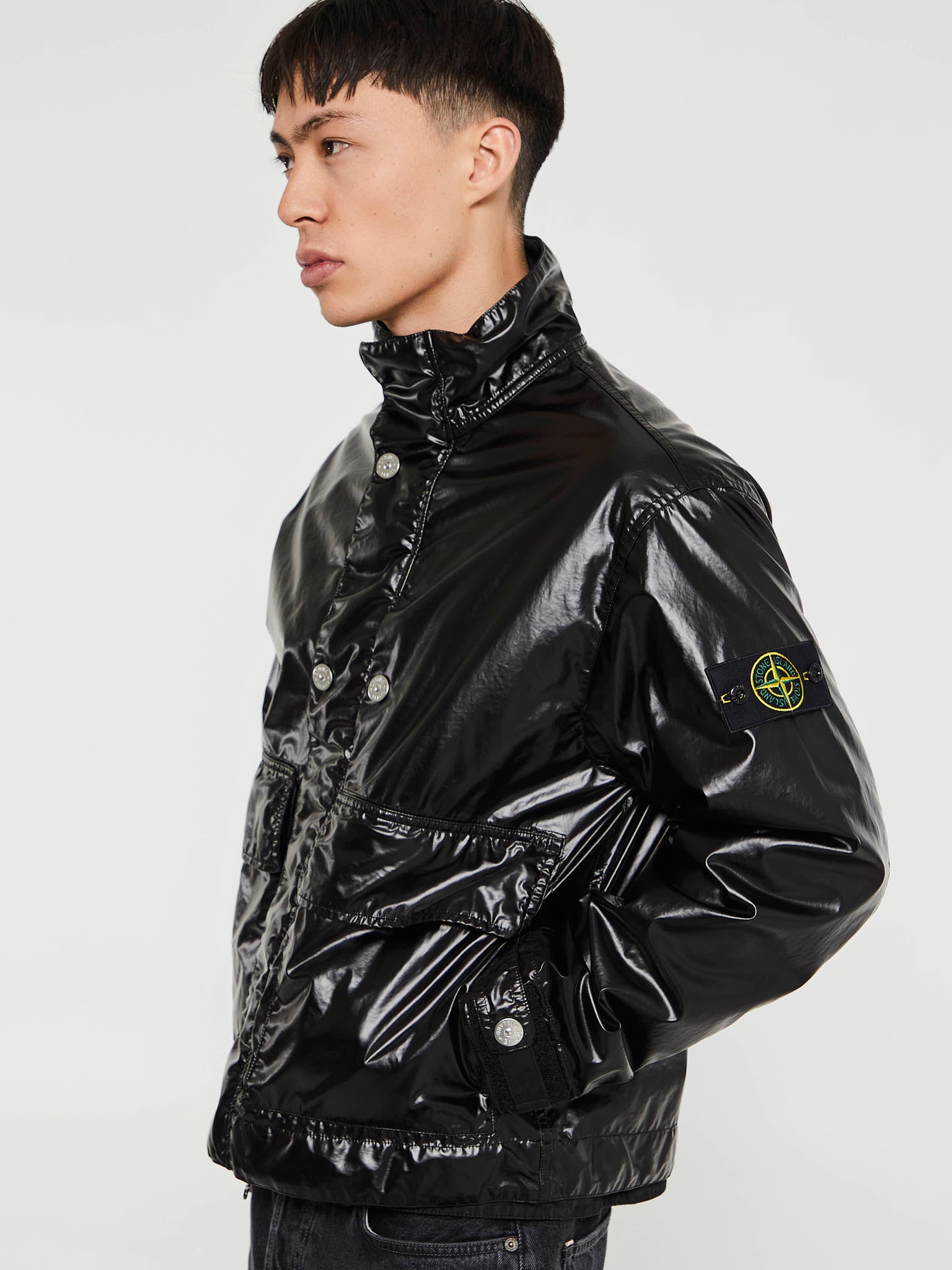 Stone Island - 4100016 Mussola Gommata-TC Jacket in Black