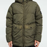 Stone Island - 4100011 Crinkle Reps NY Hooded Down Jacket in Military Green