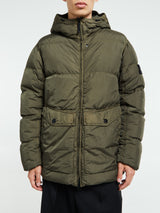 Stone Island - 4100011 Crinkle Reps NY Hooded Down Jacket in Military Green