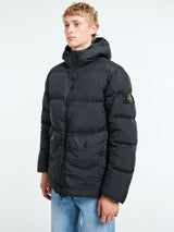 Stone Island - 4100011 Crinkle Reps NY Hooded Down Jacket in Black