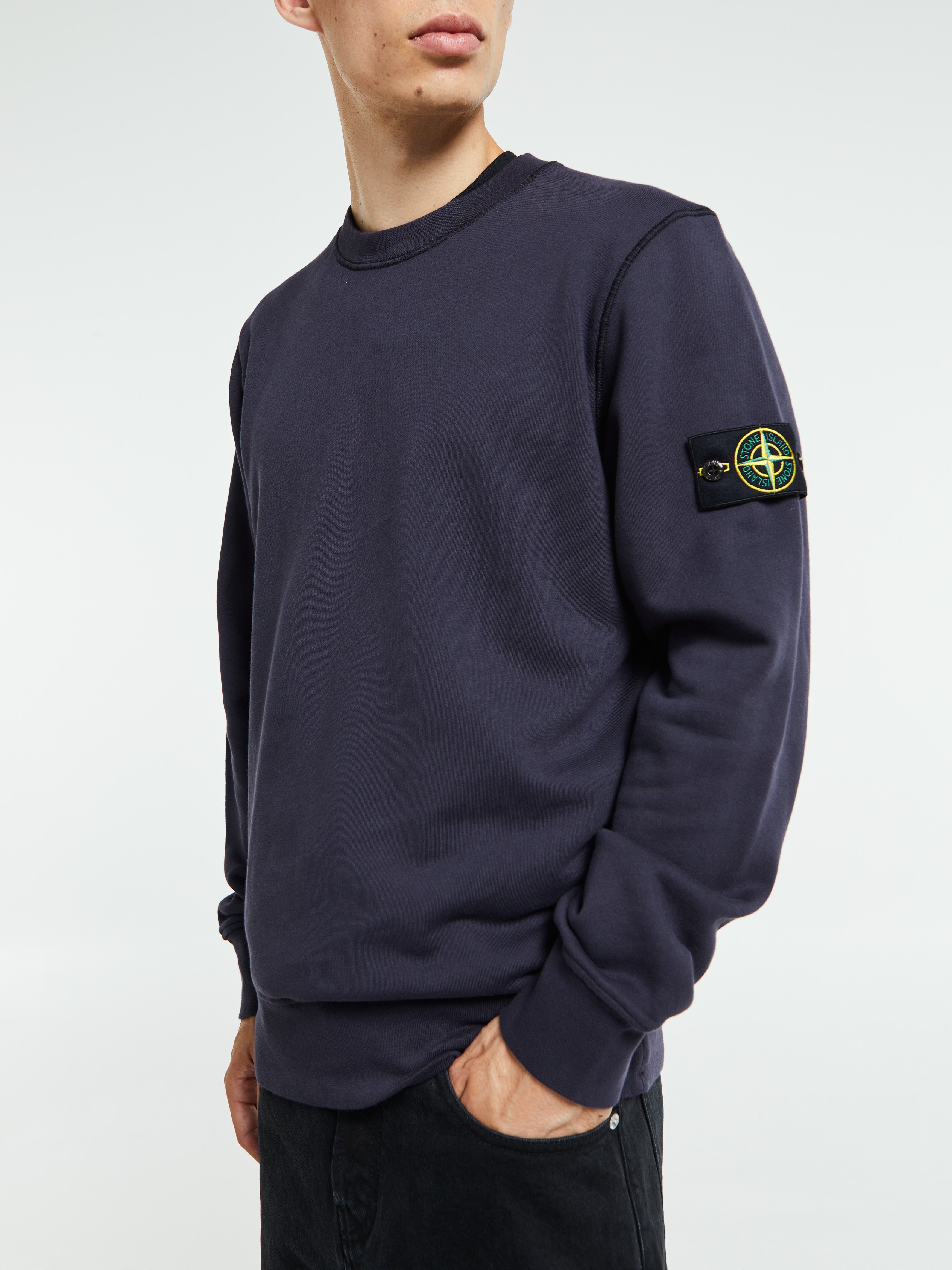 Stone Island - 6100060 Organic Cotton Fleece Sweatshirt in Ink