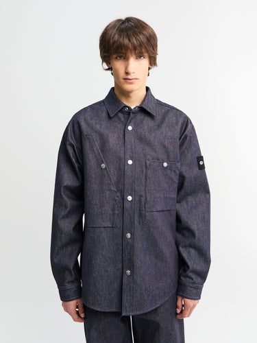 Stone Island - 1100008 Indigo Raw Denim Overshirt in Blue Raw