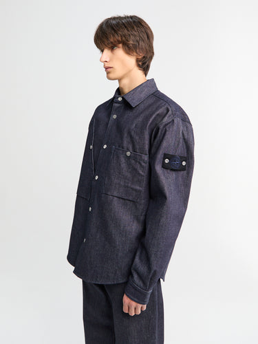Stone Island - 1100008 Indigo Raw Denim Overshirt in Blue Raw