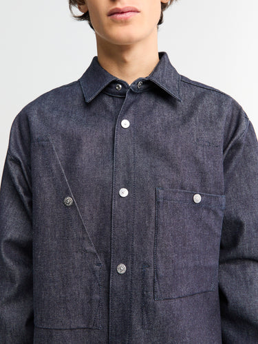 Stone Island - 1100008 Indigo Raw Denim Overshirt in Blue Raw