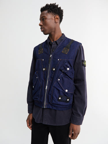 Stone Island - G100016 Indigo Polypropylene Denim Vest in Blue Rinse