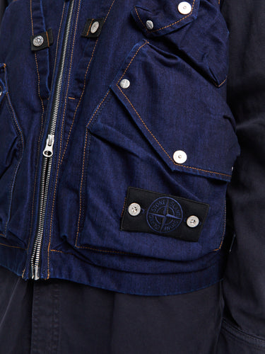 Stone Island - G100016 Indigo Polypropylene Denim Vest in Blue Rinse