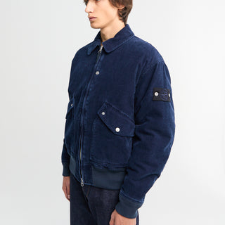 Stone Island - 4100123 Micro Corduroy-Rinsed Bomber in Indigo