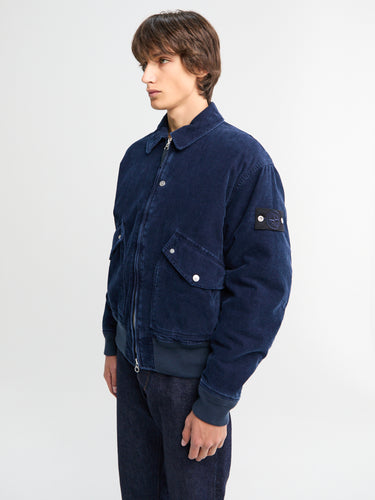 Stone Island - 4100123 Micro Corduroy-Rinsed Bomber in Indigo
