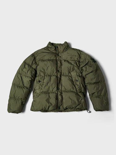 Stone Island - 4100010 Crinkle reps NY Bomber Jacket in Military Green
