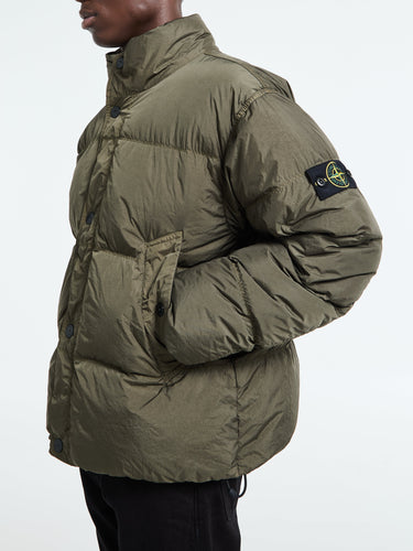 Stone Island - 4100010 Crinkle reps NY Bomber Jacket in Military Green