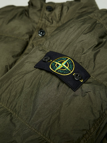 Stone Island - 4100010 Crinkle reps NY Bomber Jacket in Military Green