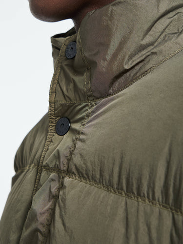 Stone Island - 4100010 Crinkle reps NY Bomber Jacket in Military Green
