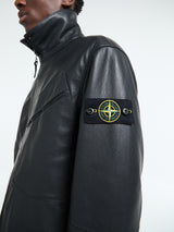 Stone Island - 0100002 Matt Grain Leather Coach jacket in Black