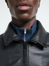 Stone Island - 0100002 Matt Grain Leather Coach jacket in Black