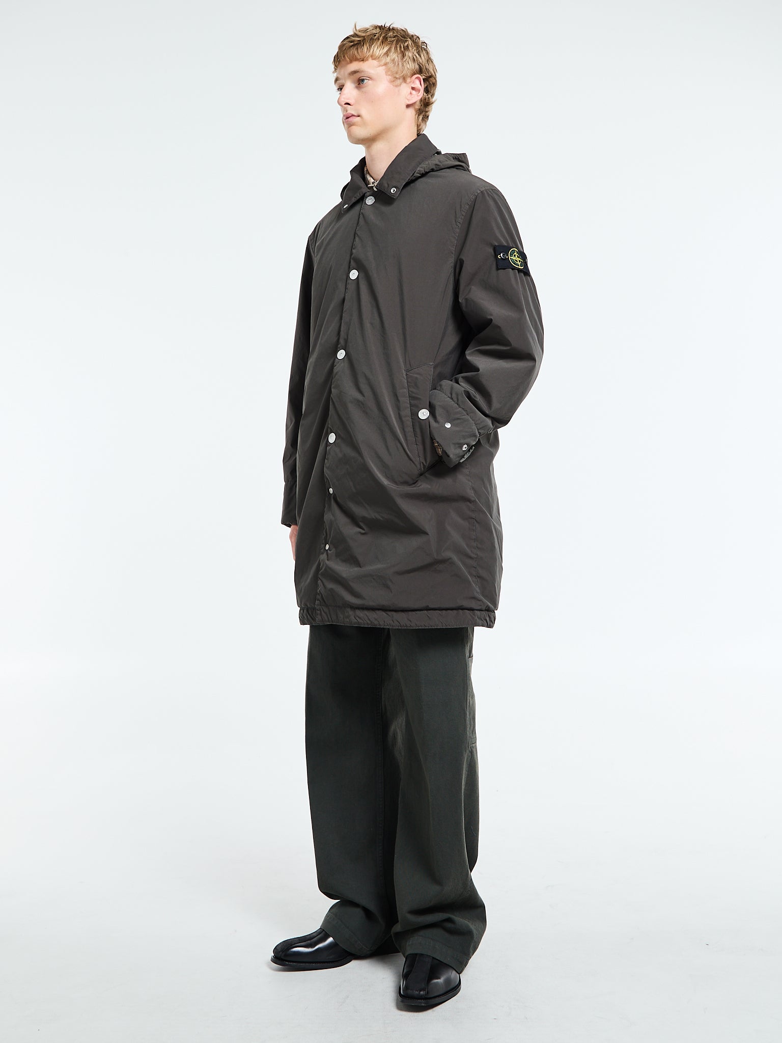7100004 Light Compact Touch Poly-TC Parka Coat in Lead Grey