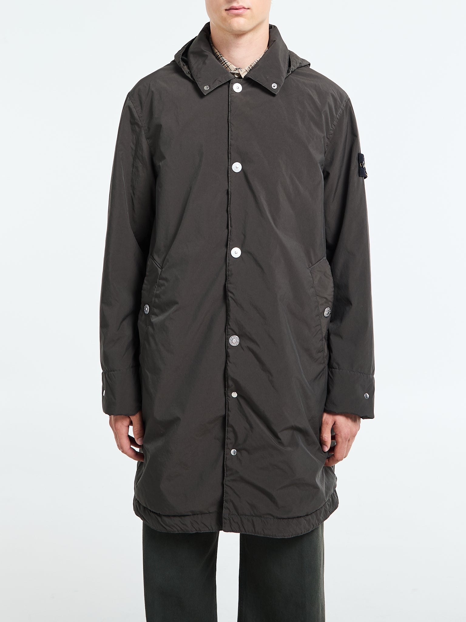 7100004 Light Compact Touch Poly-TC Parka Coat in Lead Grey