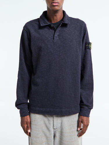 6100054 Vanisé Brushed Heavy Cotton Jersey Polo in Ink