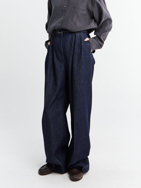 Dries Van Noten - Pleated Denim Wide-Leg Pants in Indigo – Stoy