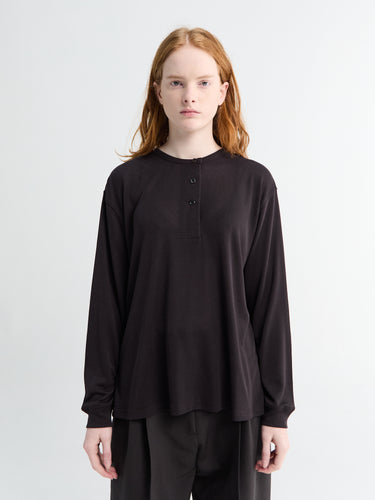 Henley Long Sleeve Top i Black Grape