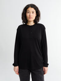 Studio Nicholson - Jersey Henley Long Sleeve Top in Black