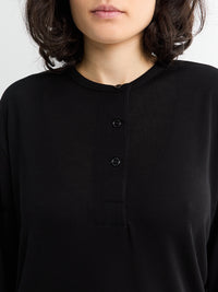 Studio Nicholson - Jersey Henley Long Sleeve Top in Black