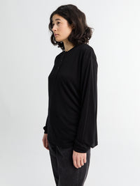 Studio Nicholson - Jersey Henley Long Sleeve Top in Black