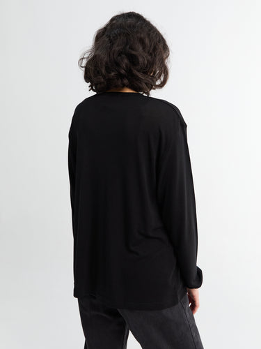 Studio Nicholson - Jersey Henley Long Sleeve Top in Black