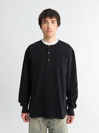 Studio Nicholson - Jersey - L/S Henley T-shirt in Black