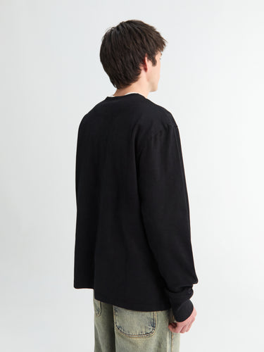 Studio Nicholson - Jersey - L/S Henley T-shirt in Black