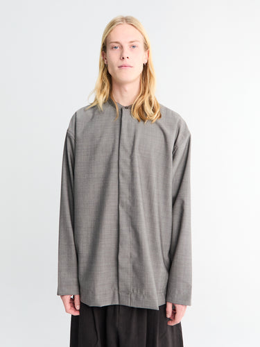 Studio Nicholson - Grandad Collar Shirt in Warm Grey