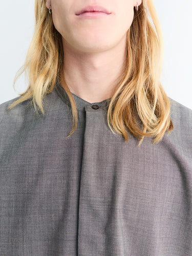 Studio Nicholson - Grandad Collar Shirt in Warm Grey