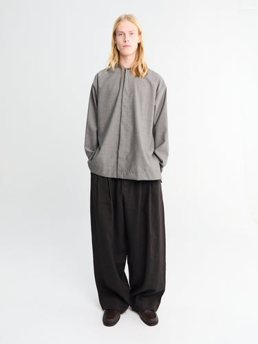 Studio Nicholson - Grandad Collar Shirt in Warm Grey