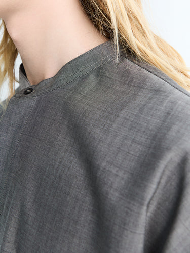 Studio Nicholson - Grandad Collar Shirt in Warm Grey